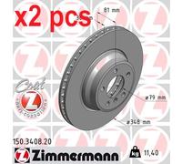 X2 PCS L&R SIDES FRONT 150.3408.20 BRAKE DISC ZIMMERMANN