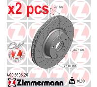 X2 PCS L&R SIDES FRONT 400.3606.20 BRAKE DISC ZIMMERMANN