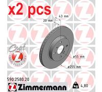 X2 PCS L&R SIDES FRONT 590.2580.20 BRAKE DISC ZIMMERMANN
