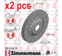 FOR AUDI RS4 B9 RS5 F53 FRONT PREMIUM ZIMMERMANN DRILLED BRAKE DISCS 4M0615301AM