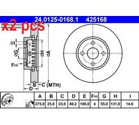 X2 PCS L&R SIDES FRONT BRAKE DISC 24.0125-0168.1