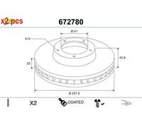X2 PCS L&R SIDES FRONT BRAKE DISC 672780