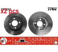 X2 PCS L&R SIDES FRONT BRAKE DISC DF2597