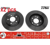 X2 PCS L&R SIDES FRONT BRAKE DISC DF4322