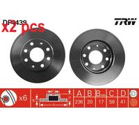 X2 PCS L&R SIDES FRONT BRAKE DISC DF4439