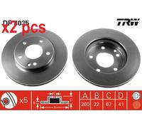 X2 PCS L&R SIDES FRONT DF4035 BRAKE DISC TRW