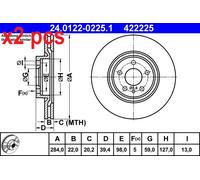 X2 PCS L&R SIDES FRONT FITS ALFA ROMEO GTV 1.8 16V BRAKE DISC 24.0122-0225.1 ATE
