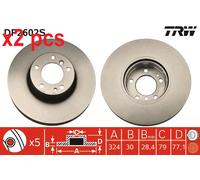 X2 PCS L&R SIDES FRONT FITS ALPINA B10 4.6 V8 BRAKE DISC DF2602S TRW