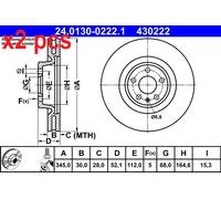 ATE Brake disc 24.0130-0222.1 345,0 30,0 5 112,0 Vented Coated High-carbon AUDI: A6 C7 Saloon, A6 C7 Avant, A7 Sportback, PORSCHE: Macan