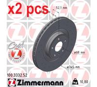 X2 PCS L&R SIDES FRONT FITS AUDI A4 B8 1.8 BRAKE DISC 100.3332.52 ZIMMERMANN
