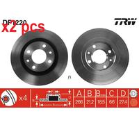 TRW Brake disc Vented DF1220 Brake rotor,Brake discs PEUGEOT,CITROËN,206 Schrägheck (2A/C),206 CC (2D),306 Schrägheck (7A, 7C, N3, N5)