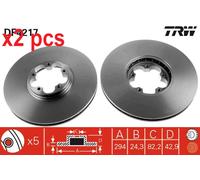 X2 PCS L&R SIDES FRONT FITS FORD TRANSIT VAN 2.3 BRAKE DISC DF4217 TRW