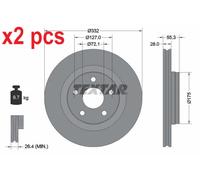 X2 PCS L&R SIDES FRONT FITS JEEP WRANGLER III 3.6 V6 BRAKE DISC 92278803 TEXTAR