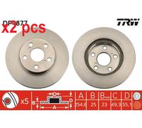 X2 PCS L&R SIDES FRONT FITS LEXUS CT 200H BRAKE DISC DF4877 TRW