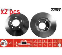 X2 PCS L&R SIDES FRONT FITS MERCEDES-BENZ G-CLASS 230 G BRAKE DISC DF1599 TRW