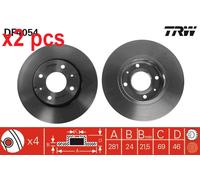 X2 PCS L&R SIDES FRONT FITS MITSUBISHI CARISMA 1.6 BRAKE DISC DF4054 TRW