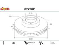 VALEO 672962 Brake disc
