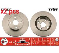 X2 PCS L&R SIDES FRONT FITS TOYOTA COROLLA SALOON 1.6 BRAKE DISC DF7127 TRW