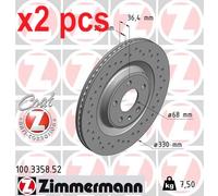 ZIMMERMANN SPORT COAT Z Brake disc 100.3358.52 330 22 6/5 5 112 internally vented, Perforated Coated High-carbon AUDI: Q5, A6 C8 Avant, Q7