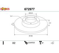 X2 PCS L&R SIDES REAR BRAKE DISC 672977