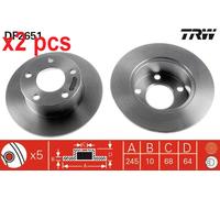 X2 PCS L&R SIDES REAR BRAKE DISC DF2651