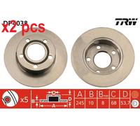 X2 PCS L&R SIDES REAR BRAKE DISC DF4038