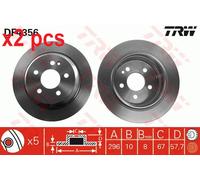 X2 PCS L&R SIDES REAR BRAKE DISC DF4356