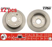 X2 PCS L&R SIDES REAR BRAKE DISC DF7381
