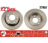 X2 PCS L&R SIDES REAR DF2767 BRAKE DISC TRW