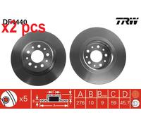X2 PCS L&R SIDES REAR FITS ALFA ROMEO 147 3.2 GTA BRAKE DISC DF4440 TRW