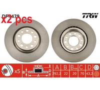 X2 PCS L&R SIDES REAR FITS ALFA ROMEO 159 1.8 TBI BRAKE DISC DF4479 TRW