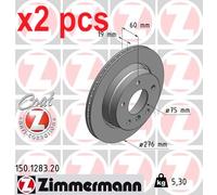 X2 PCS L&R SIDES REAR FITS BMW 3 323 I BRAKE DISC 150.1283.20 ZIMMERMANN