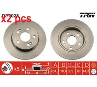 X2 PCS L&R SIDES REAR FITS FOR RENAULT MEGANE SCéNIC 2.0 BRAKE DISC DF1028 TRW
