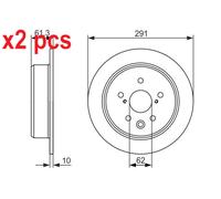 X2 PCS L&R SIDES REAR FITS LEXUS IS II 250 BRAKE DISC 0 986 479 657 BOSCH