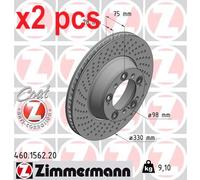 X2 PCS L&R SIDES REAR FITS PORSCHE 911 3.6 BRAKE DISC 460.1562.20 ZIMMERMANN
