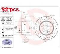 X2 PCS REAR BRAKE DISC PAIR L&R 08.7211.2X BREMBO I