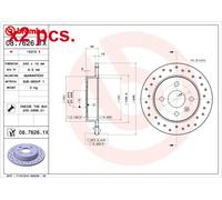 X2 PCS REAR BRAKE DISC PAIR L&R 08.7626.1X BREMBO I