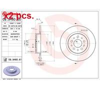 X2 PCS REAR BRAKE DISC PAIR L&R 08.9460.61 BREMBO I