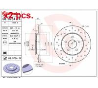 X2 PCS REAR BRAKE DISC PAIR L&R 08.9734.1X BREMBO I