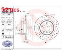 X2 PCS REAR BRAKE DISC PAIR L&R 08.A205.1X BREMBO I