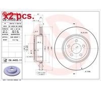 X2 PCS REAR BRAKE DISC PAIR L&R 09.A405.11 BREMBO I
