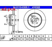 X2 PCS REAR BRAKE DISC PAIR L&R 24.0110-0305.1 ATE I