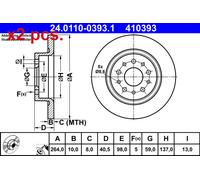 X2 PCS REAR BRAKE DISC PAIR L&R 24.0110-0393.1 ATE I