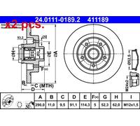 X2 PCS REAR BRAKE DISC PAIR L&R 24.0111-0189.2 ATE I