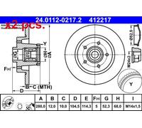 X2 PCS REAR BRAKE DISC PAIR L&R 24.0112-0217.2 ATE I