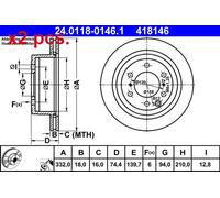 X2 PCS REAR BRAKE DISC PAIR L&R 24.0118-0146.1 ATE I