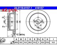 X2 PCS REAR BRAKE DISC PAIR L&R 24.0118-0157.1 ATE I