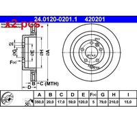 X2 PCS REAR BRAKE DISC PAIR L&R 24.0120-0201.1 ATE I