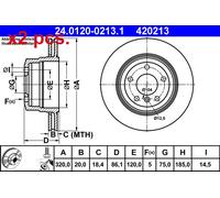 X2 PCS REAR BRAKE DISC PAIR L&R 24.0120-0213.1 ATE I