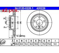 X2 PCS REAR BRAKE DISC PAIR L&R 24.0120-0226.1 ATE I
